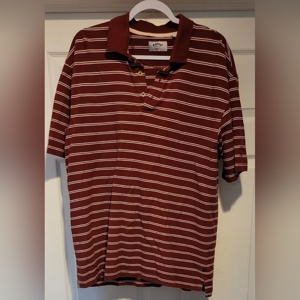 Callaway Sport Men's Short Sleeve Golf Shirt 100% Cotton Rust Brick Red Size XL